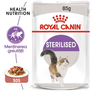 ROYAL CANIN Sterilized Adult, Nassfutter für sterilisierte Katzen, (in Sauce), 85g