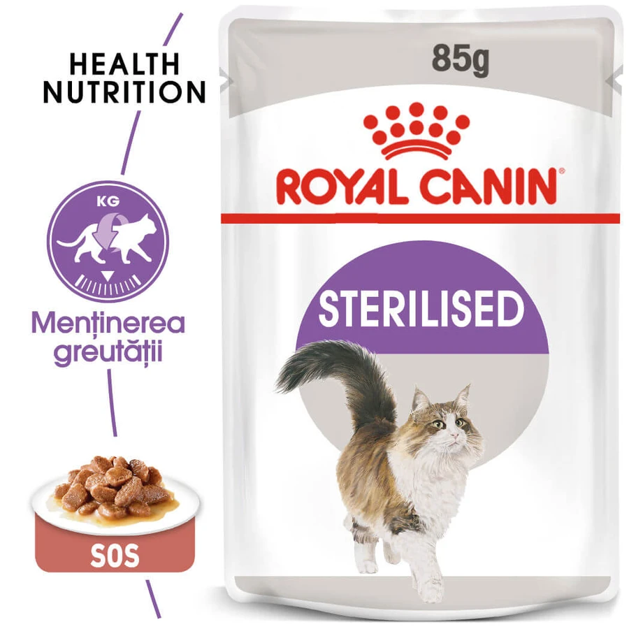 ROYAL CANIN Sterilized Adult, Nassfutter für sterilisierte Katzen, (in Sauce), 85g