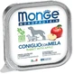 MONGE Monoprotein, XS-XL, lapin et pomme, nourriture humide mono-protéine sans grain pour chiens, (pâté), 150g