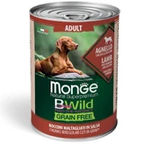 MONGE BWild, XS-XL, Lam en pompoen, graanvrij nat hondenvoer in blik, (in saus), 400g