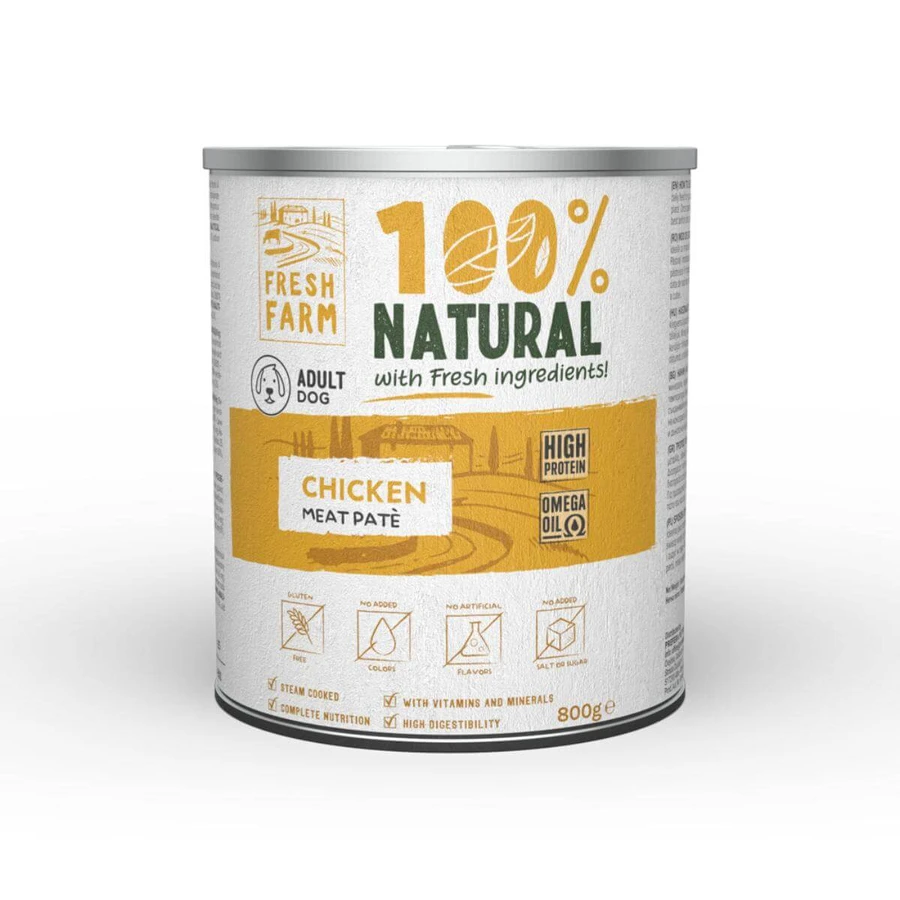 FRESH FARM Smooth, XS-XL, Huhn, feuchtes Hundefutter in Dosen, (Pastete), 800g