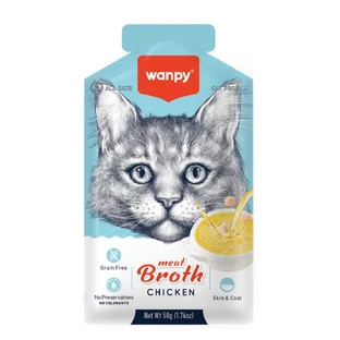 WANPY Meat Broth, Chicken, sachet wet cat food, (topping), 50g