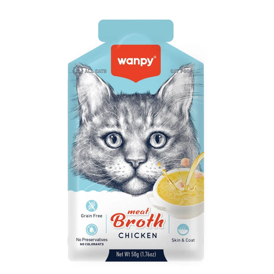 WANPY Meat Broth, Chicken, sachet wet cat food, (topping), 50g