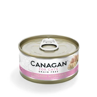 CANAGAN, Huhn und Schinken, getreidefreies Nassfutter in Dosen für junge und ausgewachsene Katzen, (im eigenen Saft), 75g