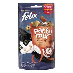 PURINA Felix Party Mix Mixed Mixed Grill, friandises pour chats, boeuf, poulet et saumon, 60g