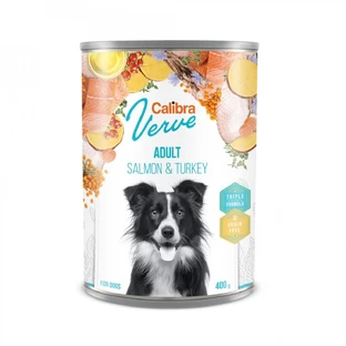 CALIBRA Verve GF, XS-XL, Lachs und Truthahn, getreidefreies feuchtes Hundefutter in Dosen, (Pastete), 400g