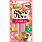 INABA Churu Bites, Huhn, Thunfisch und Lachs, Beutel, Sachet, Belohnungsbeutel getreidefrei, Katzen, semi-mimisch, 30g