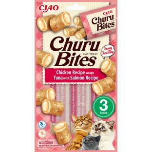 INABA Churu Bites, Chicken, Tuna and Salmon, pouch, sachet, sachet rewards cereal-free, cats, semi-mimic, 30g