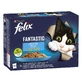 PURINA Felix Fantastic, 4 smaken (Tonijn, Zalm, Kabeljauw, Cambula Vis), gemengde verpakking, zakjes nat kattenvoer, (in aspic), 85g x 12
