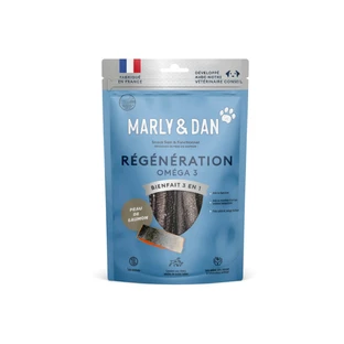 MARLY&DAN Regeneration Omega3 Salmon Skin, XS-XL, saumon, sachet de récompenses fonctionnelles mono-protéines sans céréales pour chiens, peau et fourrure, 60g