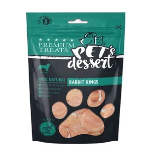 PET'S DESSERT Rings, XS-XL, lapin, sachet récompense sans céréales pour chiens, 80g