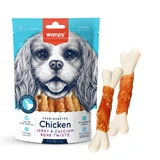 WANPY Jerky and Calcium Bone Twists, XS-M, Chicken, dog reward bag, 100g