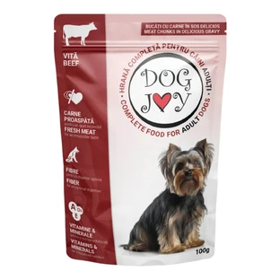 DOG JOY, XS-S, Boeuf, sachet de nourriture humide pour chiens, (en sauce), 100g