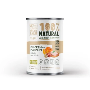 FRESH FARM Coarse, XS-XL, Chicken and pumpkin, canned grain-free moist dog food, (pate), 400g