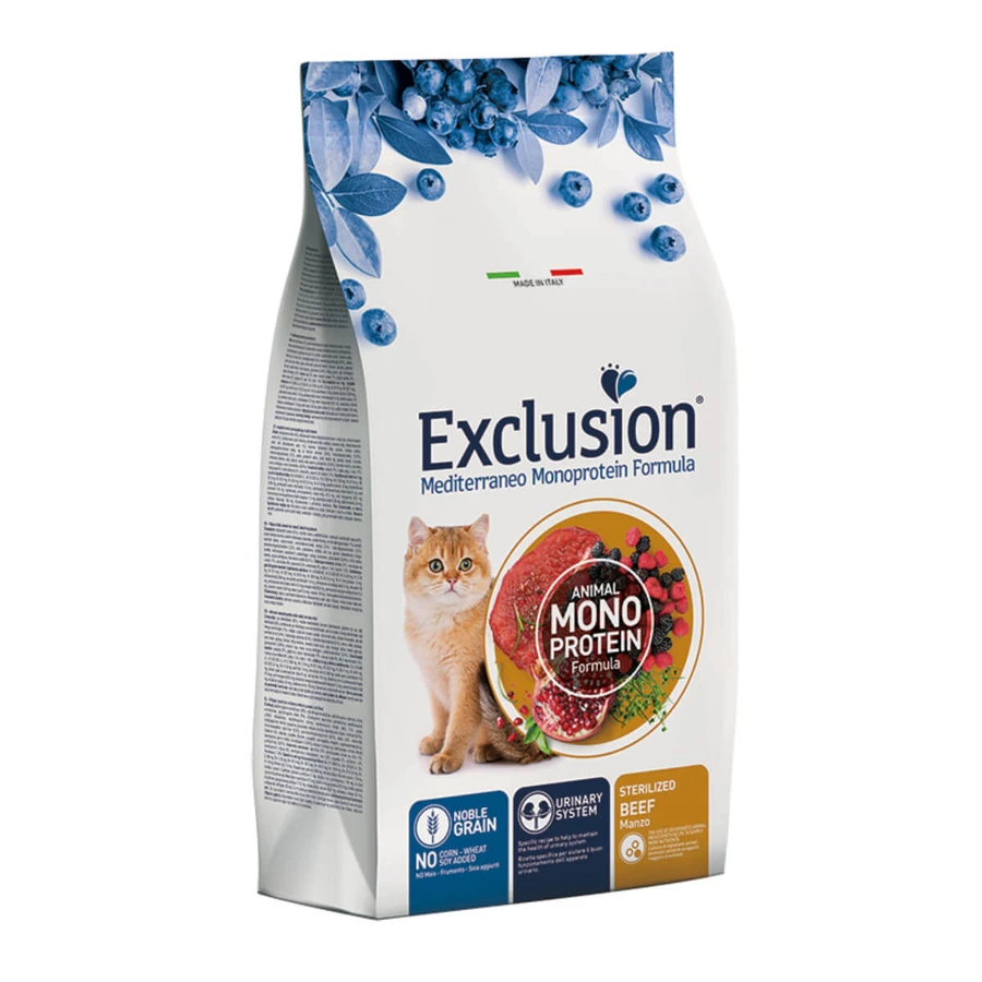 EXCLUSION Mediterraneo Mediterraneo Monoprotein Sterilized, Rind, Monoprotein-Trockenfutter für sterilisierte Katzen, 1,5kg