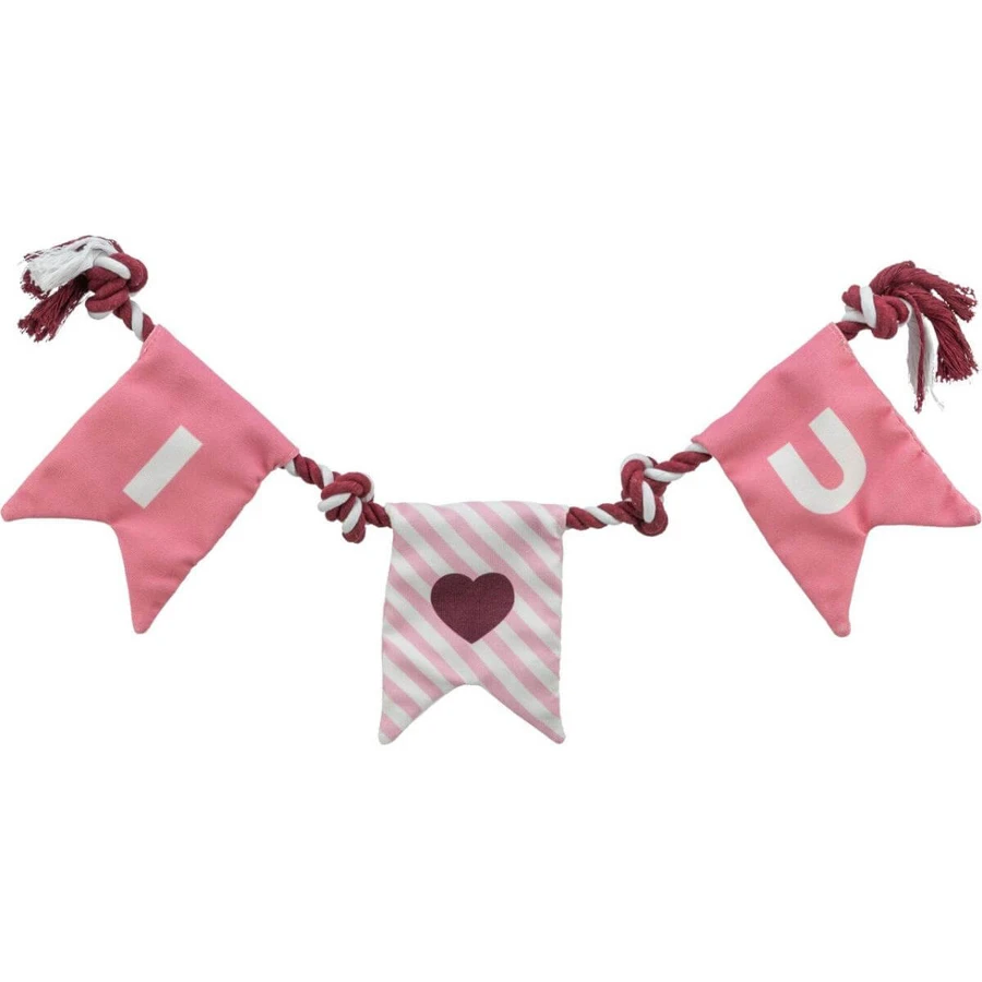 TRIXIE Saint-Valentin Jouet Saint-Valentin, jouet corde chiens M-XL, activités physiques, textile, rose et blanc, 50cm