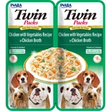 INABA Churu Dog Twin, XS-XL, Chicken and Vegetable, sachet grain-free wet dog food, (in soup), 80g