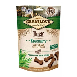 CARNILOVE Semi Moist Snack, canard au romarin, récompenses fonctionnelles sans céréales pour les chiens souffrant de sensibilités dentaires, 200g