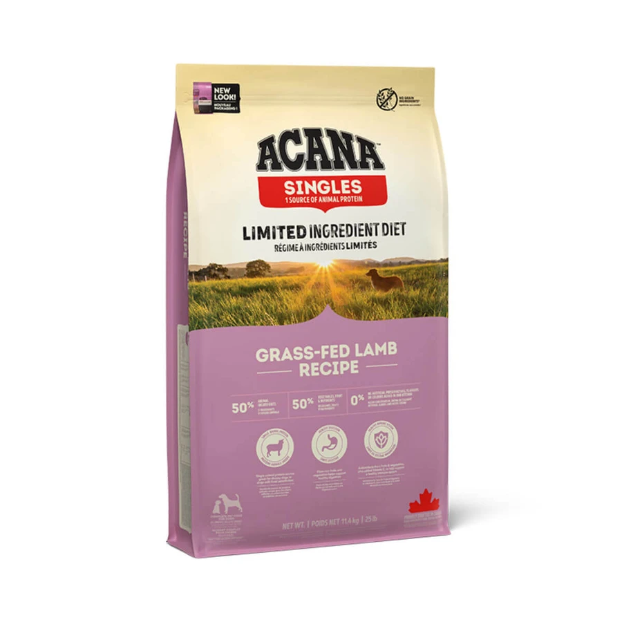 ACANA Singles Grasgefüttertes Lamm, Lamm und Apfel, getreidefreies Trockenfutter mit nur einem Protein für Hunde, 2kg