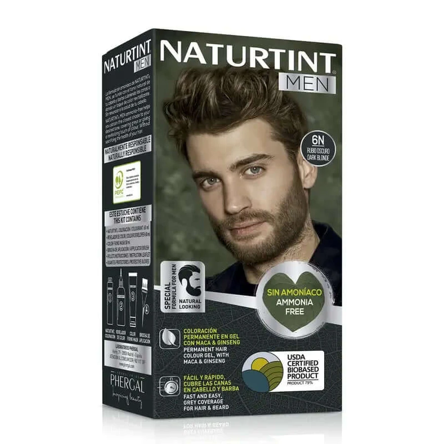 Naturtint Men Permanent Hair & Beard Color for Men 6N - Dark Blond - Ammonia Free
