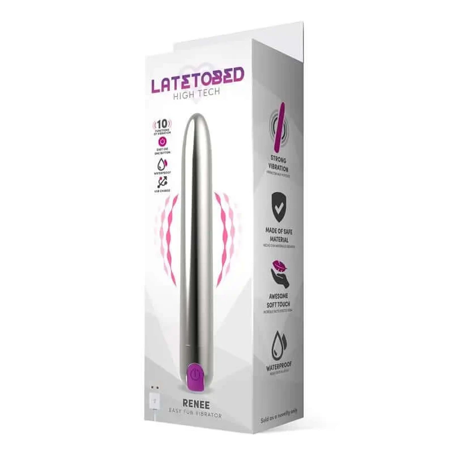 Latetobed Vibrator 10 Functions 18,5 Cm Usb Silver