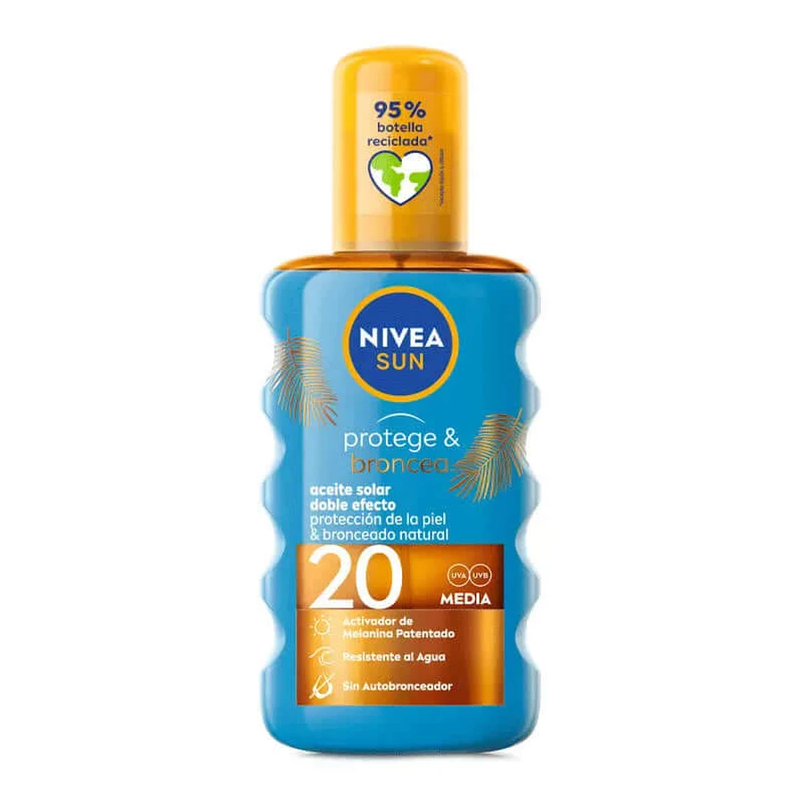NIVEA Sun SPF20 Protect & Tan Activerende Zonnebrandolie, 200 ml