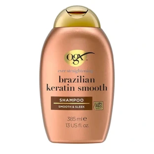 OGX Brazilian Keratin Shampoo, Smooth and Nourish, Wavy or Curly Hair, Softness and Shine, 385ml