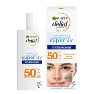 Garnier Delial Super Uv Fps50+ Dagelijkse Hydraterende Fluïde Met Hyaluronzuur En Vitamine E - 40Ml