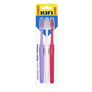Kin Tandenborstel Medium, 3 stuks.