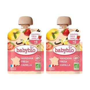 Babybio Pouch Pomme Fraise Vanille, Pack 2 x 90 grammes