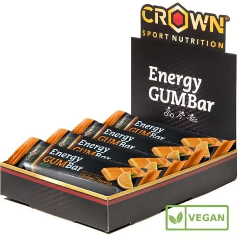 Crown Sport Nutrition Energy Gum Bar Orange , 12 x 30 grame