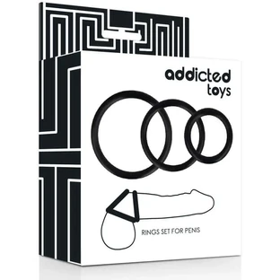 Jeu d'anneaux de pénis noirs Addicted Toys