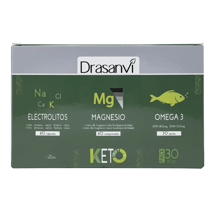 Drasanvi Keto Pakket Elektrolyten 60 Capsules + Magnesium 60 Tabletten + Omega 3 , 30 parels