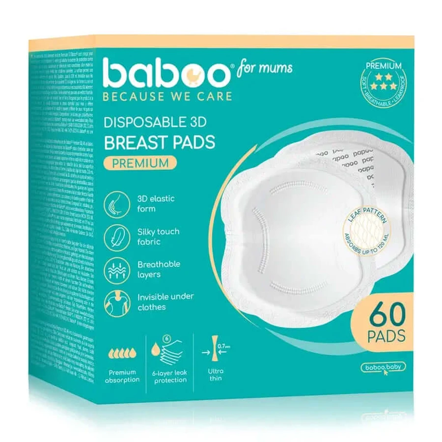 Baboo Ultra-Slim Saugfähige Einwegstilleinlagen, 60 Stück.