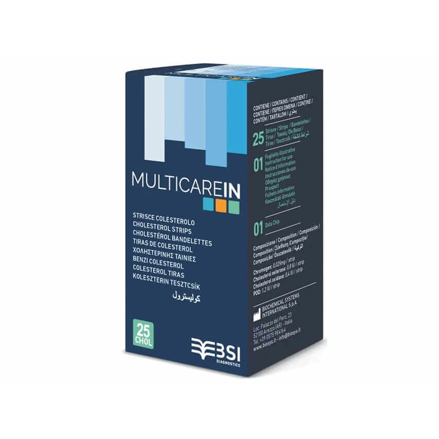 Multicare cholesterolteststrips, 25 stuks, Biochemical System