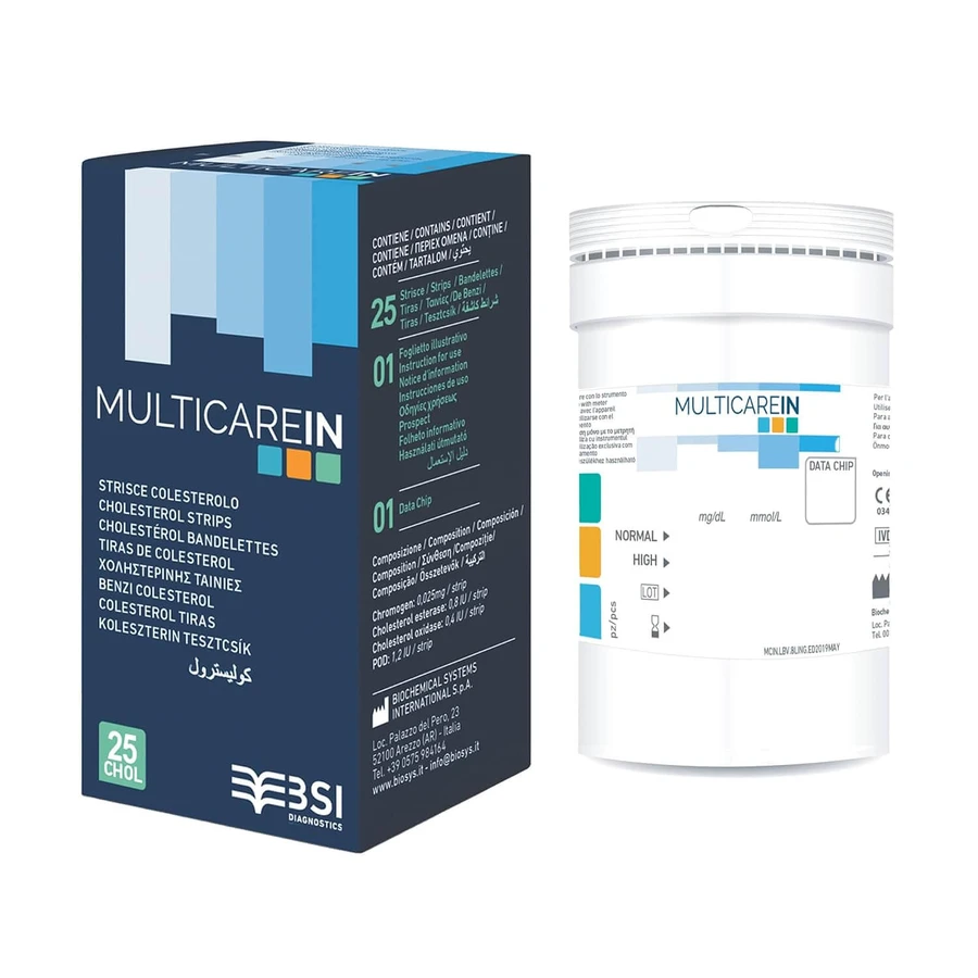 Multicare cholesterolteststrips, 25 stuks, Biochemical System