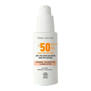 Alma Secret Solar Facial Protezione solare naturale Spf 50 con Ceramidi, Anti-Blemish e Oil-Free (Colore: Sabbia)