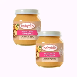 Babybio Pêche-Pomme, paquet de 2 x 130 grammes