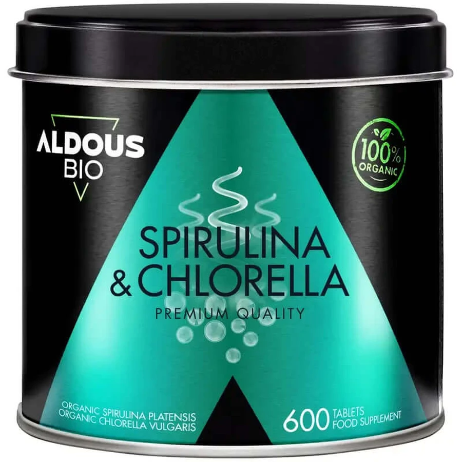 Aldous Chlorella and Spirulina Premium Organic, 600 units