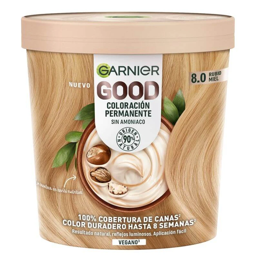 Garnier Goede Permanente Kleuring Ammoniakvrij, 90% Natuurlijke Oorsprong Tint 8.0 Honing Blond