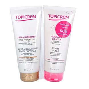 Topicrem Pack bronzage progressif ultra hydratant 200 ml + gommage 200 ml