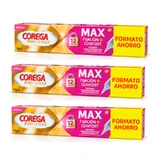 Corega Triplo Max Fixation + Comfort Fixing Cream for Dentures, 3 x 70 g