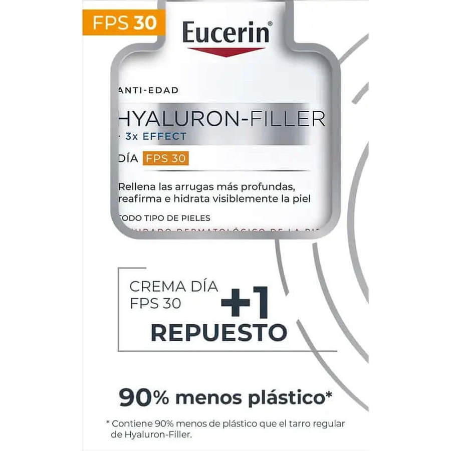 Eucerin Pack Antiedad Hyaluron Filler Día Fps30, 50Ml + Recarga, 50Ml