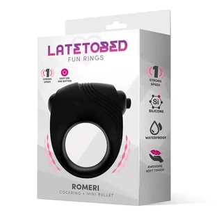 Latetobed Romeri Ring + Vibrerende Kogel Siliconen Zwart
