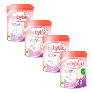 Babybio Optima 3 Lait de vache 12-36 mois, paquet de 4 x 800 grammes