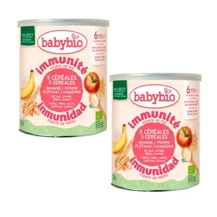Babybio 5 Céréales avec fruits, paquet de 2 x 220 grammes