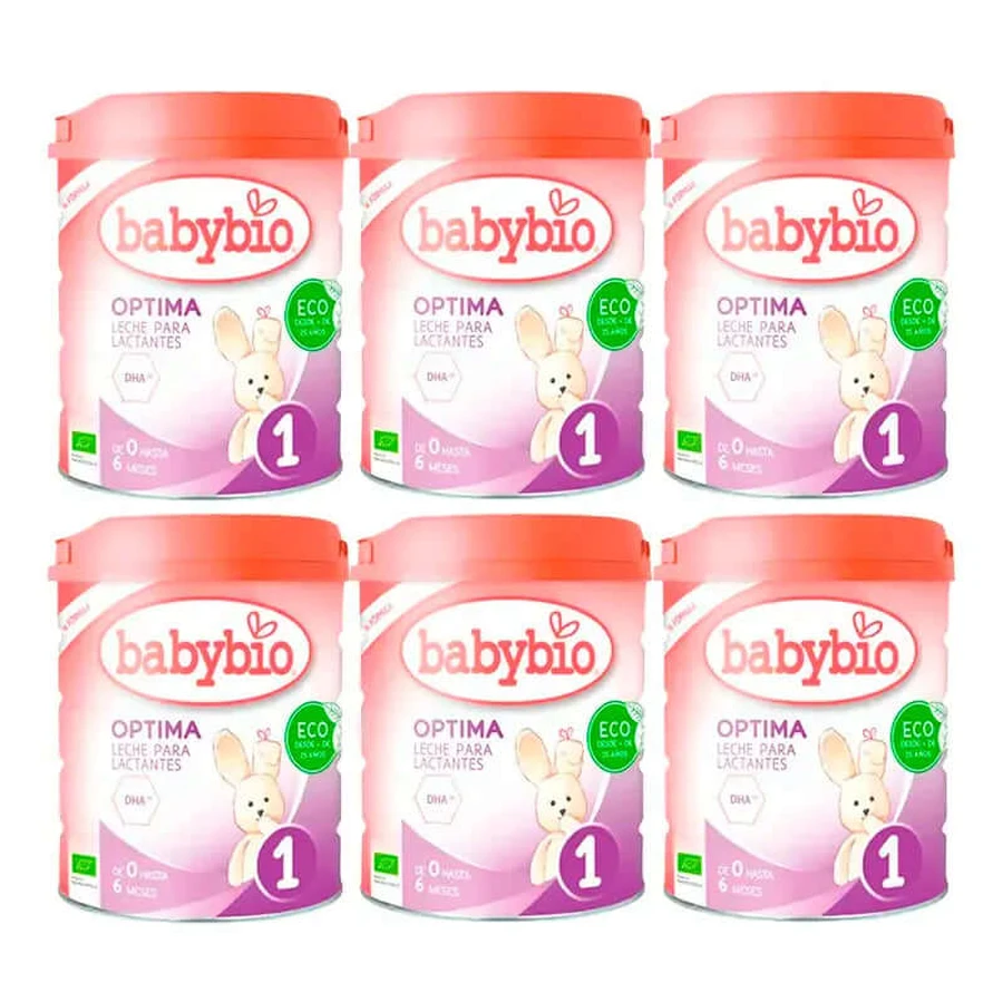 Babybio Optima 1 Koemelk 0-6 Maanden, 6 x 800 gr verpakking