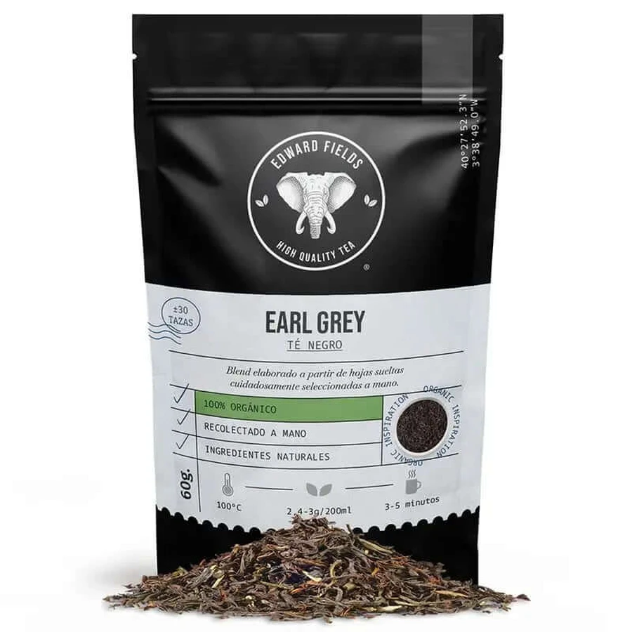 Edward Fields Tea Thé noir Earl Grey Thé biologique en vrac 30 tasses , 60 grammes