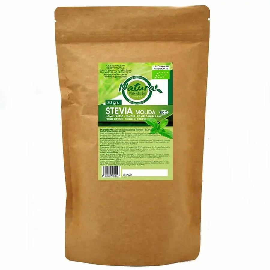 Natura Premium Stevia Hoja Molida En Polvo Bio , 125 gr