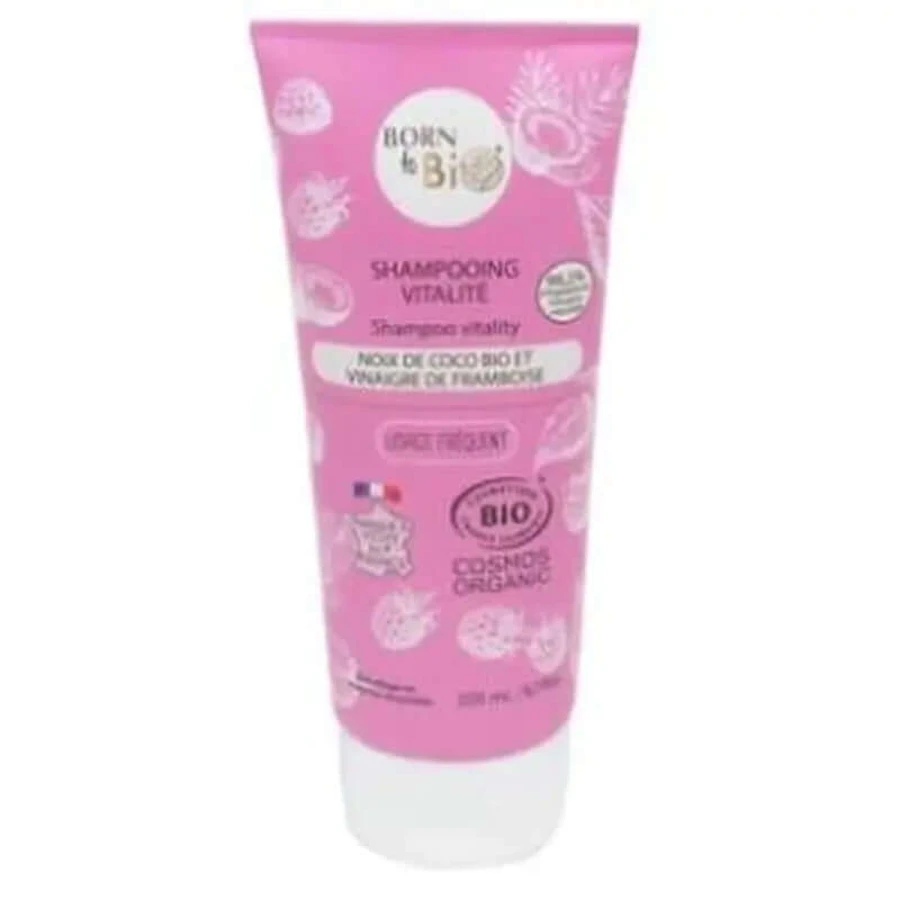Born To Bio Vitality Shampooing à la noix de coco et au vinaigre de framboise 200Ml. Bio